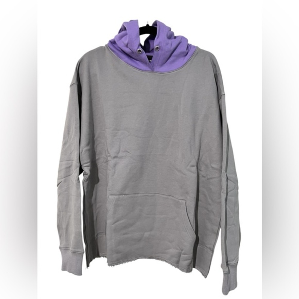 Homme femme hoodie sweater sweatshirt gray purple 100% cotton‎ size large